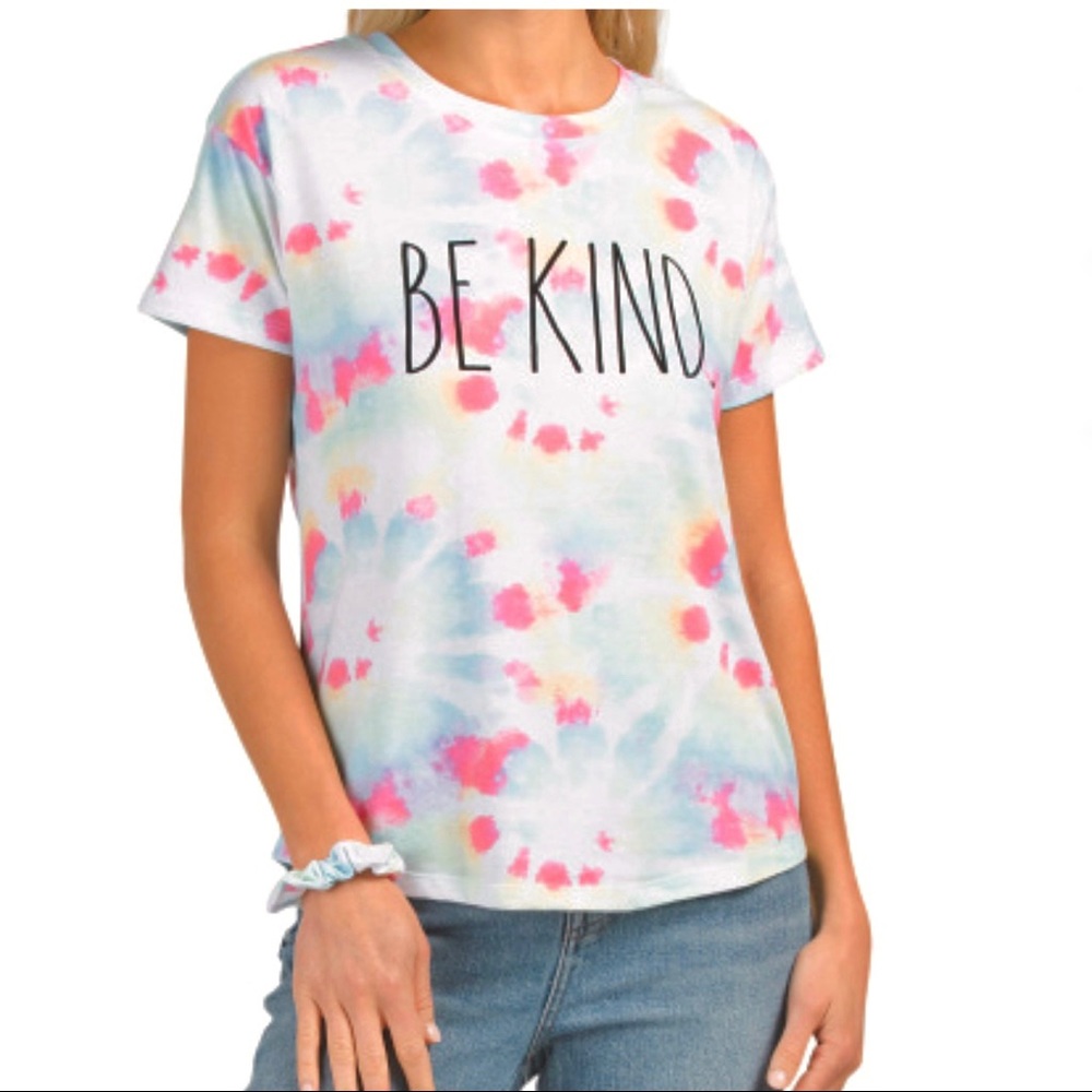 Rae Dunn Be Kind Tie Dye T-Shirt with Scrunchie Size Medium